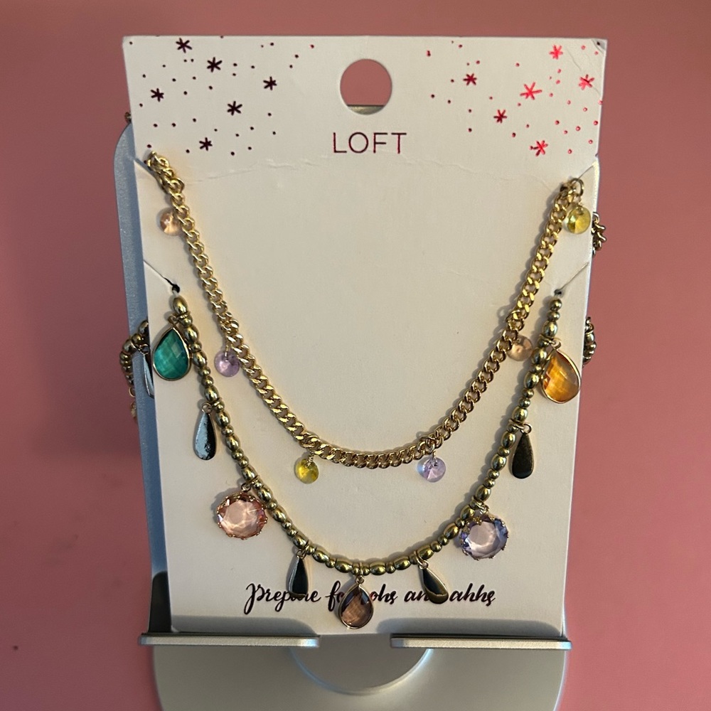 Loft layered necklace with multicolored stones